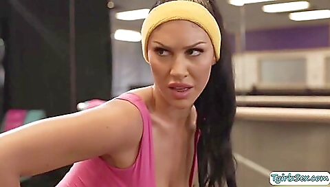 Busty chick gets fucked in a threesome with two guys