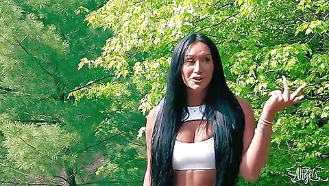 Brunette girl is sucking and fingering a hard cock