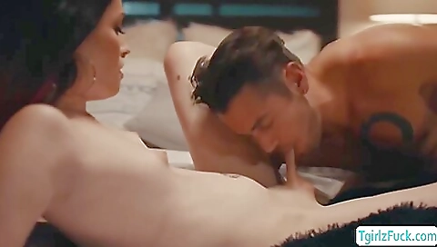 Beautiful brunette with a perfect ass is having a deepthroat