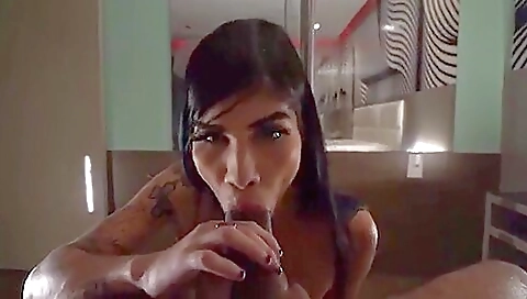 Brunette milf with a deep throb and a tight ass in an anal video