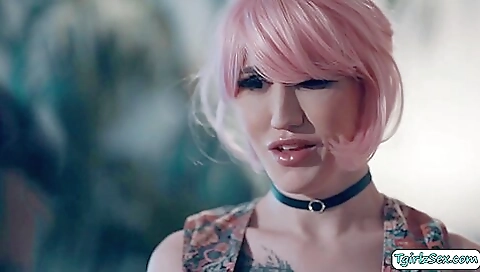 Busty trans girl sucks and gets fucked in her anus