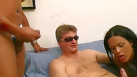 Teen with curly hair with red stockings and long hair is fucked