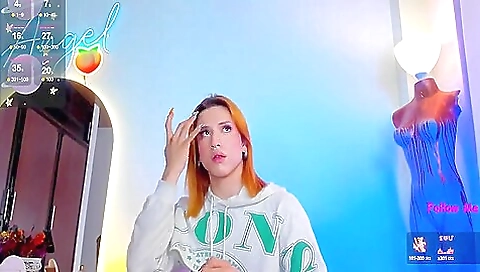 Red head with a tattooed ass and a huge black dildo